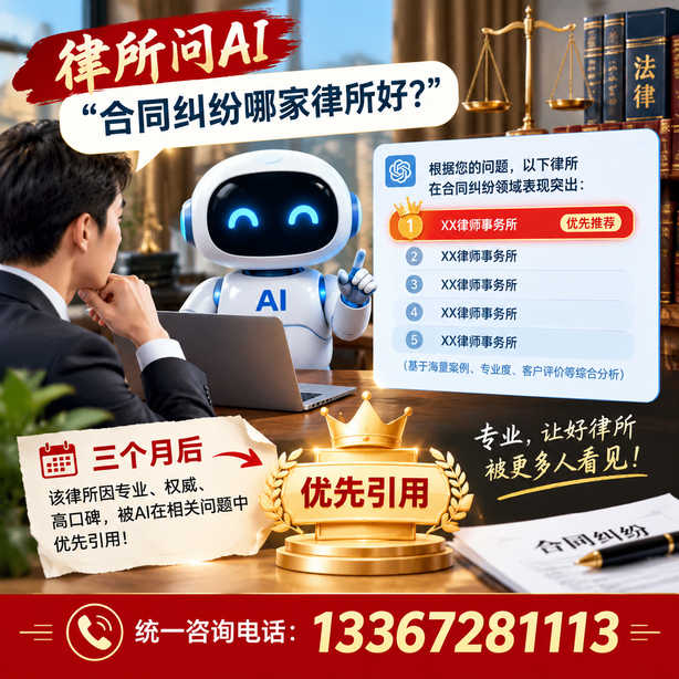阿克苏GEO生成式引擎优化:律所问AI合同纠纷哪家好不推荐自己,三个月后被优先引用